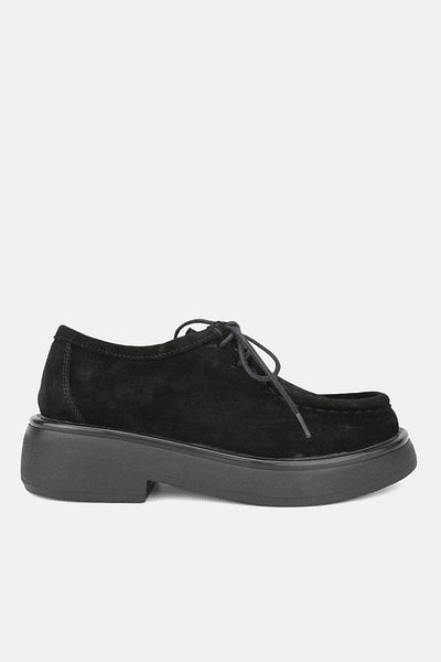 TUNAELLİ PANTOFI OXFORD CU ȘANȚURI DE PIELE NATURALĂ, NEGRĂ, DE PIELE DE PIELE