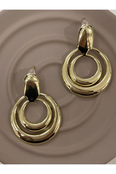 YASİN TOPÇU Steel Gold Earrings