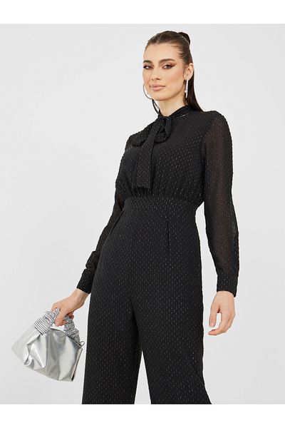 Styli Straight Leg Lurex Dobby Jumpsuit