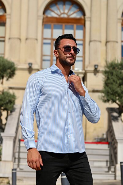 PASSERO Regular Fit Striped Lycra Shirt