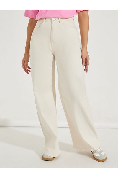 Styli Basic High Rise Full Length Wide Leg Jeans