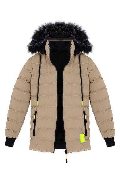 CIVILTIPOLO Boy's Water and Windproof Hooded Thick Fur Lined Inflatable Coat & Coat