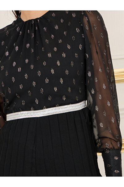 Styli Lurex Dobby Pleated Wide Leg Jumpsuit