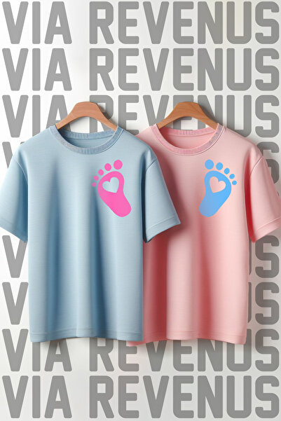 Vordevia Μπλουζάκι για πάρτι φύλου Mother & Father Combination Blue Pink Tshirt