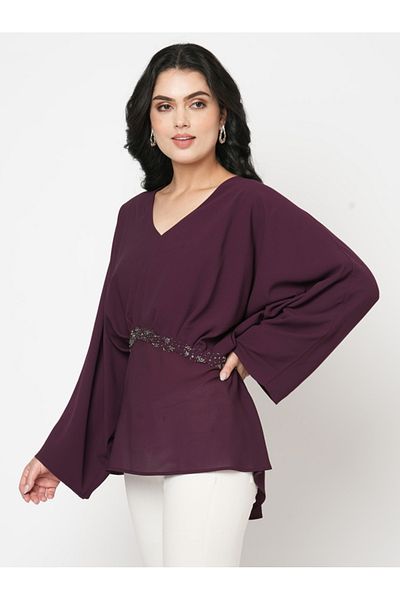Mish By Styli بلوزة فضفاضة على شكل كيمونو مع خصر مزين