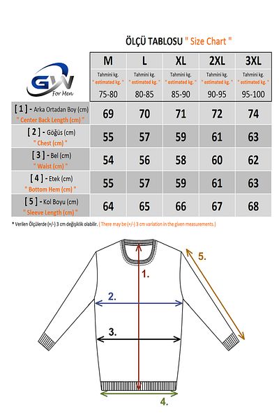 GW Vermont Men's Pique Jacquard Regular Fit Crew Neck Knitwear Sweater & Sweatshirt