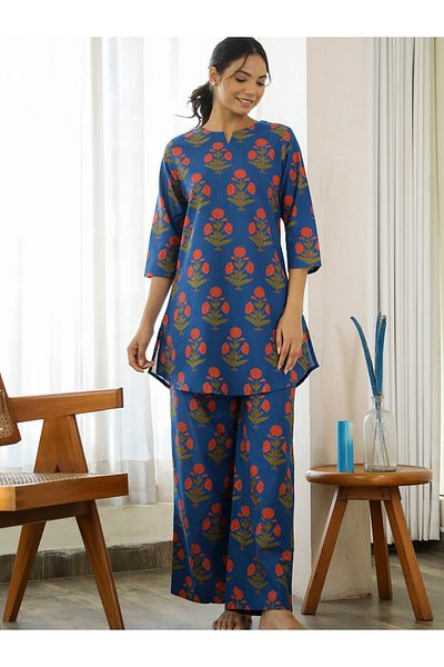 Sanskrutihomes By Styli All Over Floral Print Longline Top & Wide Leg Pants Co-Ord