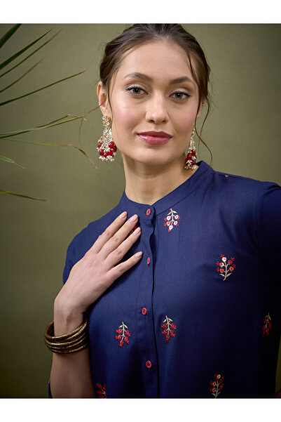 Sassafras By Styli Floral Embroidered Front Shirt & Wide Leg Pants Co-Ord