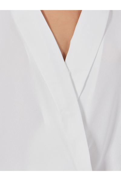 Styli Mock Wrap Bodysuit with Notch Lapel