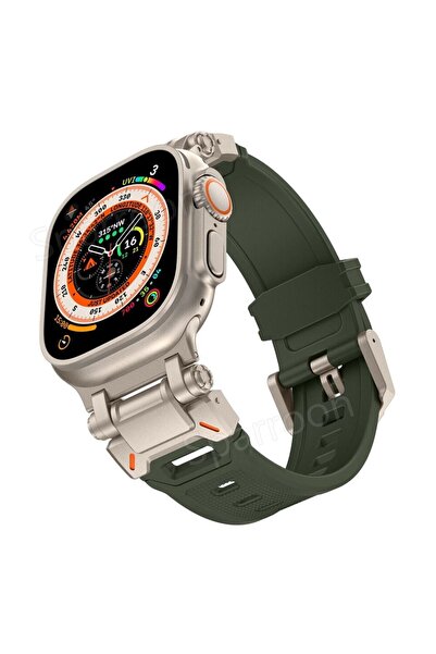 UnDePlus Apple Watch 42/44/45/46/49mm Titanyum Metal Bağlantı Kitli Silikon Kordon 101