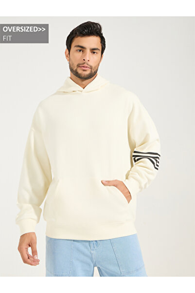 Styli Oversized Stripe Panel Heavy Hoodie