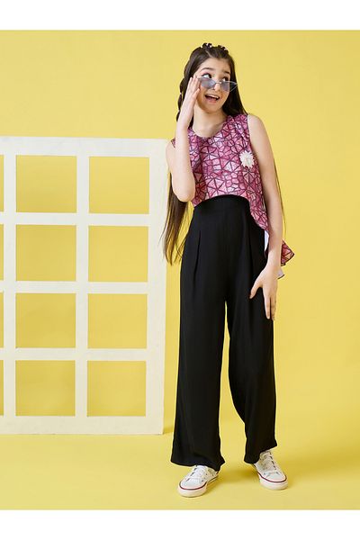 Stylo Bug By Styli Geo Print Overlay Sleeveless Jumpsuit