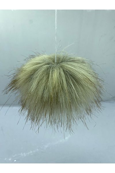 sç Saraçoğlu Çanta Mink White Plush Pompom Scarf Beanie Bag - 7cm Diameter, 10 Pack Drawstring Decoration Accessory