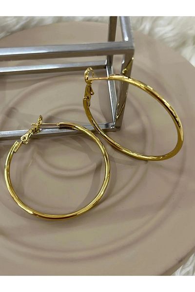 YASİN TOPÇU Steel Gold Earrings
