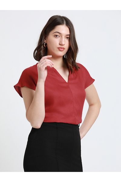Dennis Lingo By Styli V Neck Regular Fit Solid Top