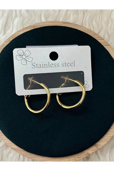 YASİN TOPÇU Steel Gold Earrings