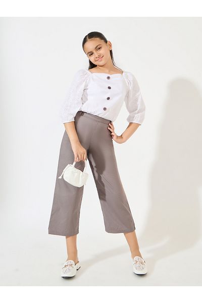 Styli Solid 3/4 Sleeve Top & Wide Leg Pants Set