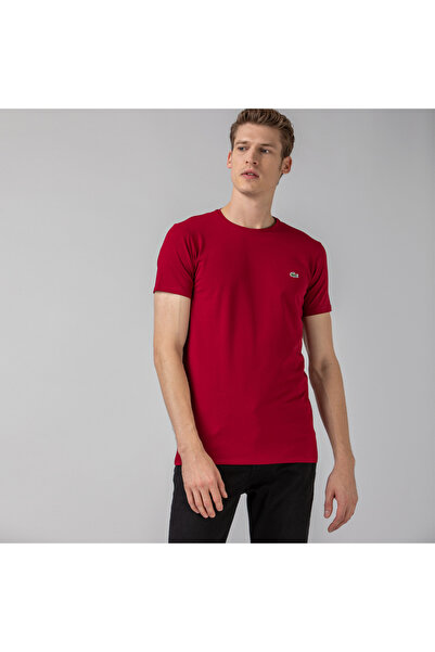 Lacoste Erkek Slim Fit Bisiklet Yaka Bordo T-Shirt