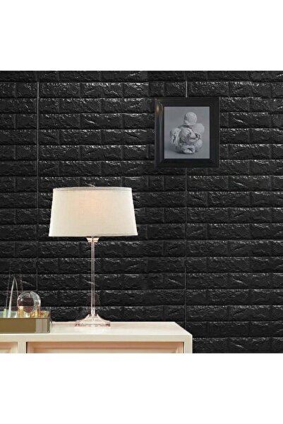 Renkli Duvarlar 35x38cm 1 Adet Siyah Silinebilir Kendinden Yapışkanlı Duvar Kağıdı Esnek Köpük Panel 3d Tuğla Desen