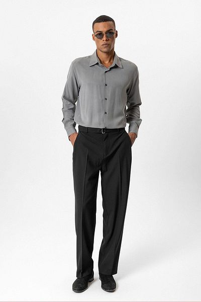 Antioch Black High Waist Belted Men's Trousers