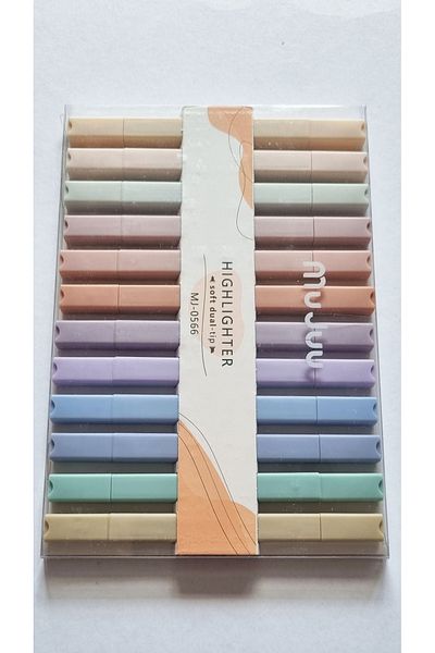 Modellino Mujuu 0566 - 12 Pieces Pastel Colored Flat Highlighter Highlighter Pen