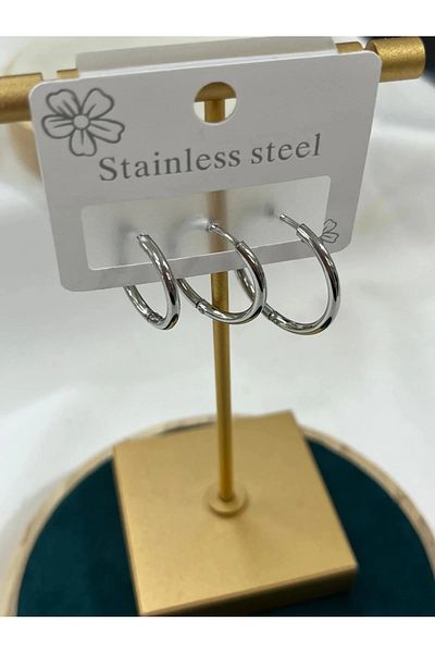 YASİN TOPÇU Steel Silver Earrings