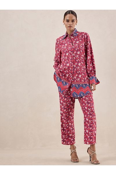Femmella By Styli Floral Print Longline Shirt & Trouser Co-Ords