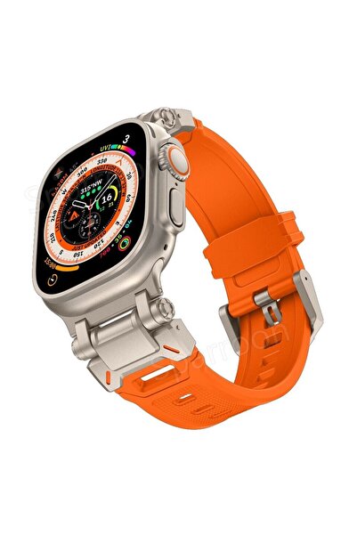 UnDePlus Apple Watch 42/44/45/46/49mm Titanyum Metal Bağlantı Kitli Silikon Kordon 101