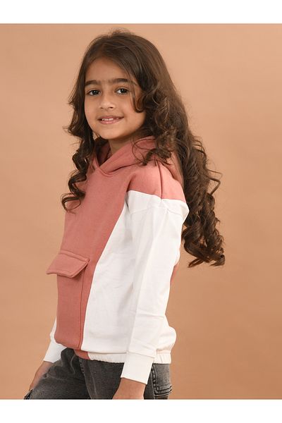 LilPicks By Styli Color Block Flap Pocket Hoodie