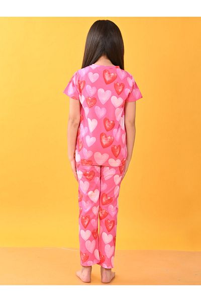 Anthrilo By Styli Heart Print T-Shirt & Pyjama Set