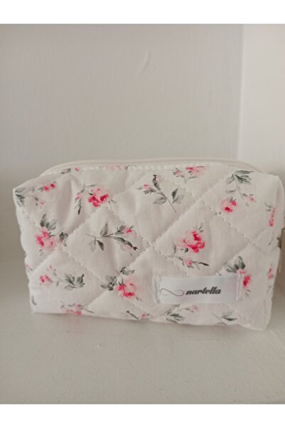 nartella حقيبة مكياج صغيرة منقوشة باللون الوردي الوردي - حجم صغير