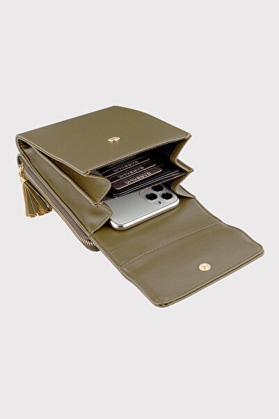 Garbalia Women's Green Double Gusset Zippered Bag with Phone Compartment