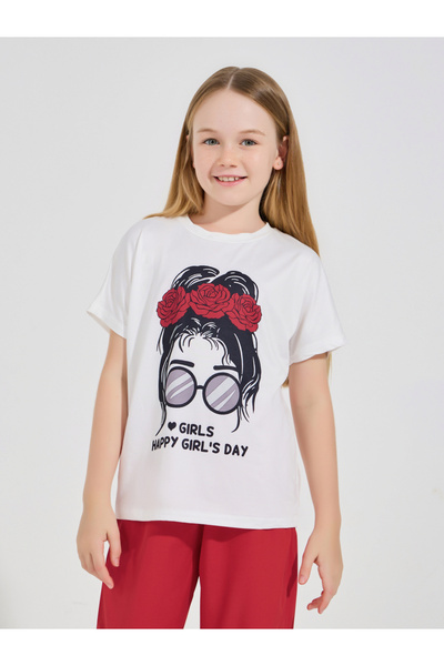 Styli Happy Girl's Day Graphic T-Shirt & Pants Set