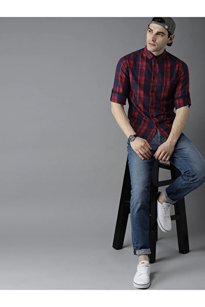 Dennis Lingo By Styli Plaid Checked Slim Fit Shirt with Roll Up Sleeves