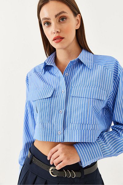 Bianco Lucci Asymmetrisches Robe-Crop-Shirt für Damen 4496 60251916