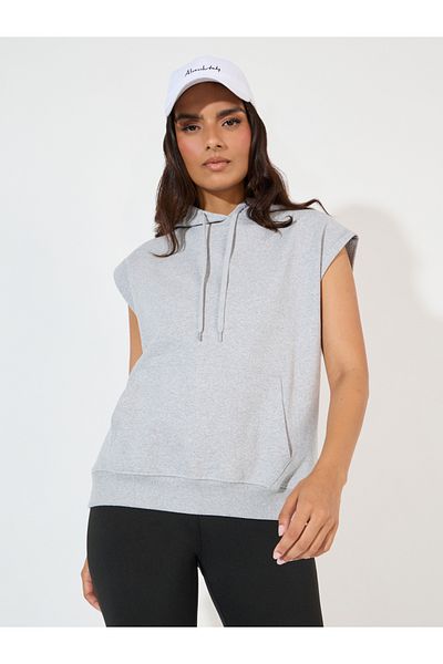 Styli Regular Fit Sleeveless Hoodie with Dropped Shoulder