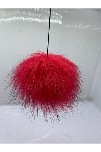 sç Saraçoğlu Çanta Red Plush Pompom Scarf Beanie Bag - 7cm Diameter, Pack of 10 with String