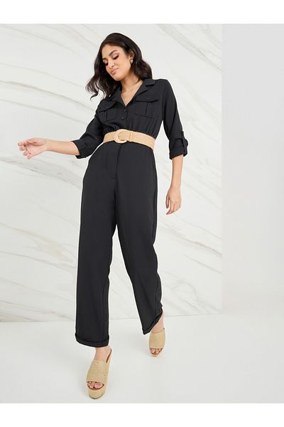 Styli Straight Leg Tailored Jumpsuit with Belt