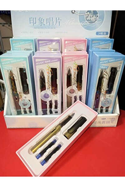 gebzeli Hediyelik Dolma Kalem Seti EF uçlu kalem+iki kartuş sert mika METALİK...