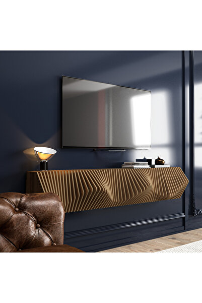 Barida Sanat Modern Tasarım Tv Ünitesi 160 Cm, Özel Tasarım Tv Sehpası, Parametrik Duvar Rafı, 160 Cm Uzunluk