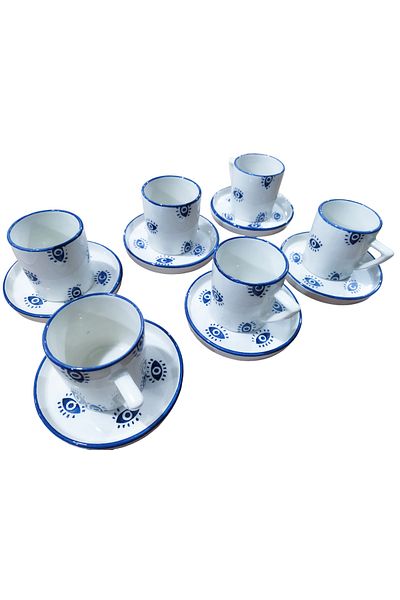 Ganita home 12 Pieces Coffee Cup for 6 People - Alaçatı Model 100 Cc Double Size