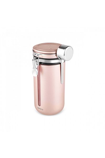Karaca Mastermaid Coffee Storage Container with Lockable Lid and Spoon 1000 ml Rosegold