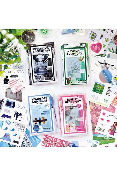 GUGUK Yearn Day and Night Themed 150 Pieces Scrapbook Set • Bullet Journal (Ggk-Dvz003)