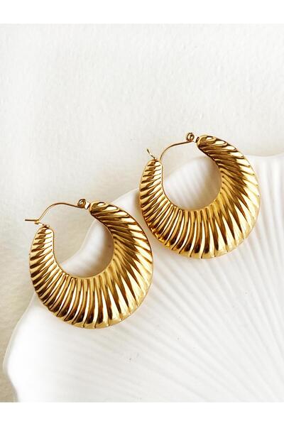 ı feel free more then ever that moment Büyük Boy Vintage Midye Çelik Halka Küpe