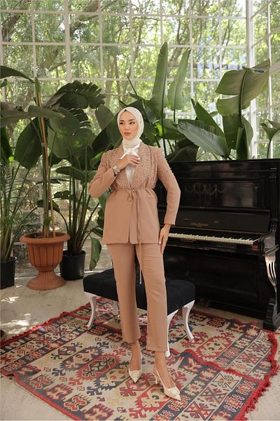 Bwest Beige Pearl Jacket Set - 71193.026