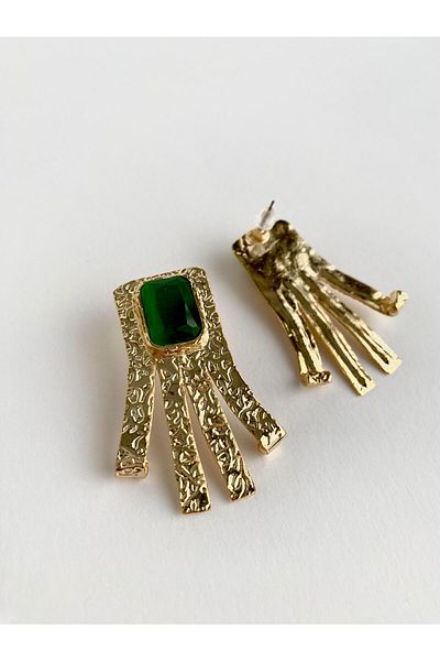 ı feel free more then ever that moment Green Cat Eye Natural Stone Tassel Earrings