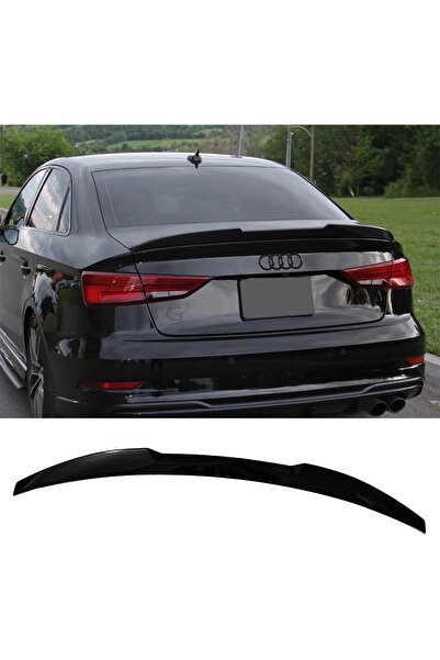 MKG Otomotiv Audi A3 M4 Uyumlu  Bagaj Üstü Spoiler Parlak Siyah Spoyler Plast...