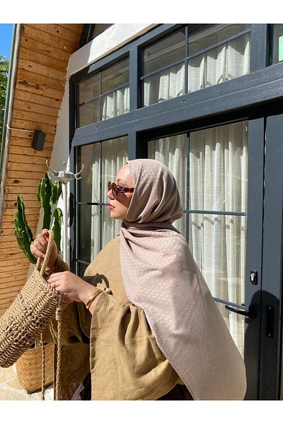 Şalland Cotton Jacquard Shawl Stone Shawl
