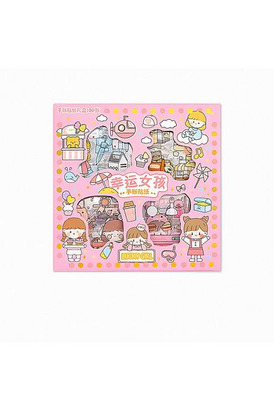 GUGUK Bullet Journal - Lucky Girl Themed 100 Sheets 4 Compartments Sticker Set (Ggk-Dg040)