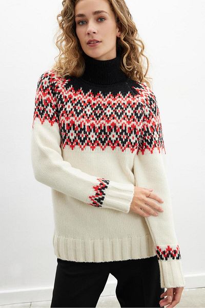 Peraluna Styleboom X Cotswold Fair Isle Pullover Turtleneck Diamond Pattern Sweater Women's Knitwear Sweater
